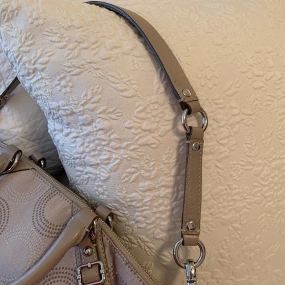 COACH Signature Satin Finish Taupe Handbag - Picture 5 of 7
